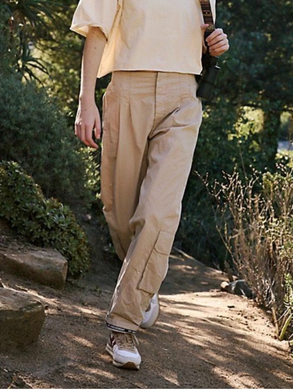 Free People FP Movement Mesmerize Me Clay Taupe Khaki Barrel Leg Cargo Pants